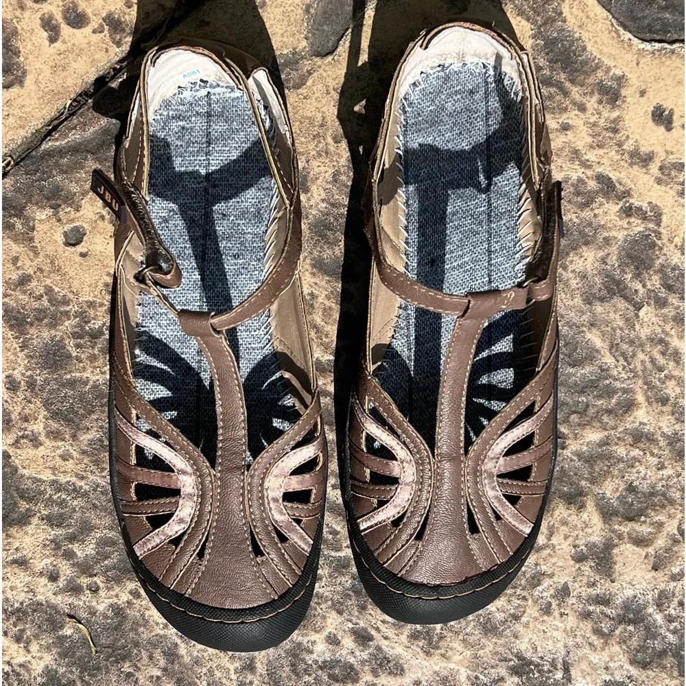 - JBU Sz 7.5 Drift Mary-Jane T-Strap Rugged Dress Sandal! EUC!